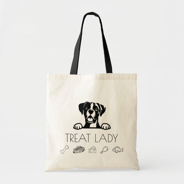 Boxer "Treat Lady" Tote Bag (Front)