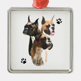 Boxer Trio Metal Ornament