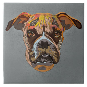 Boxer ugly dog face  Ceramic Tile