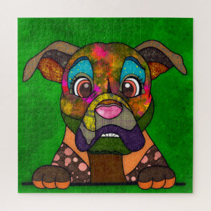 Boxer ugly dog face jigsaw puzzle