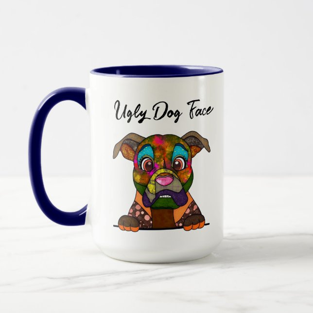 Boxer ugly dog face mug (Left)