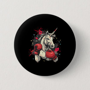 Boxer Unicorn With Boxing Gloves Kickboxing Cute B Button