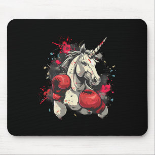 Boxer Unicorn With Boxing Gloves Kickboxing Cute B Mouse Pad