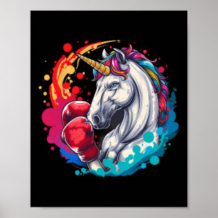 Boxer Unicorn With Boxing Gloves Kickboxing Funny Poster