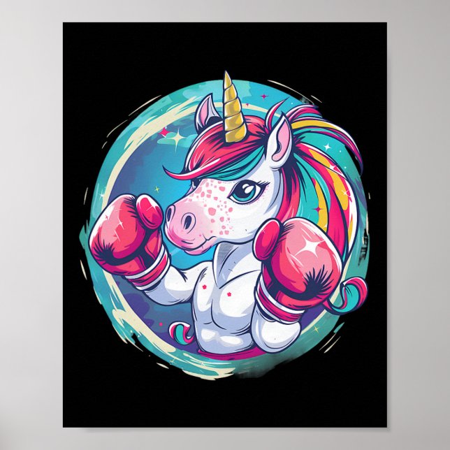 Boxer Unicorn With Boxing Gloves Kickboxing Funny  Poster (Front)