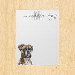 Boxer Watercolor Monogram Personalized  Notepad<br><div class="desc">This design may be personalized in the area provided by changing the photo and/or text. Or it can be customized by clicking Personalize this Template and then choosing the click to customize further option and delete or change the color of the background, add text, change the text color or style,...</div>