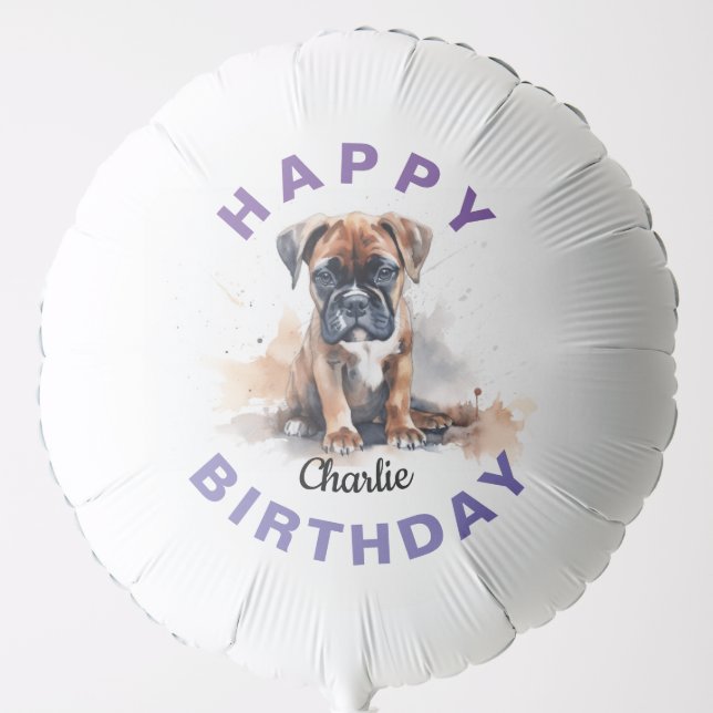 Boxer Watercolor Mylar Balloon (Front)
