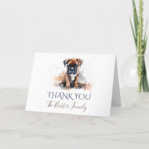 Boxer Watercolor Thank You Card