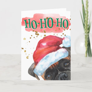 Boxer wearing Santa hat funny yappy howlidays Holiday Card