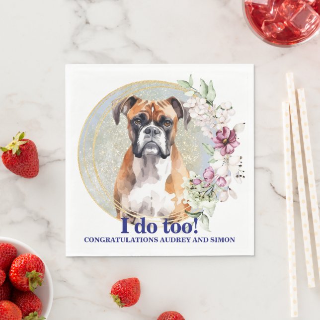Boxer Wedding Napkins With Dogs Photo (Insitu)