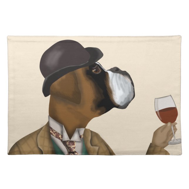 Boxer Wine Snob Cloth Placemat (Front)