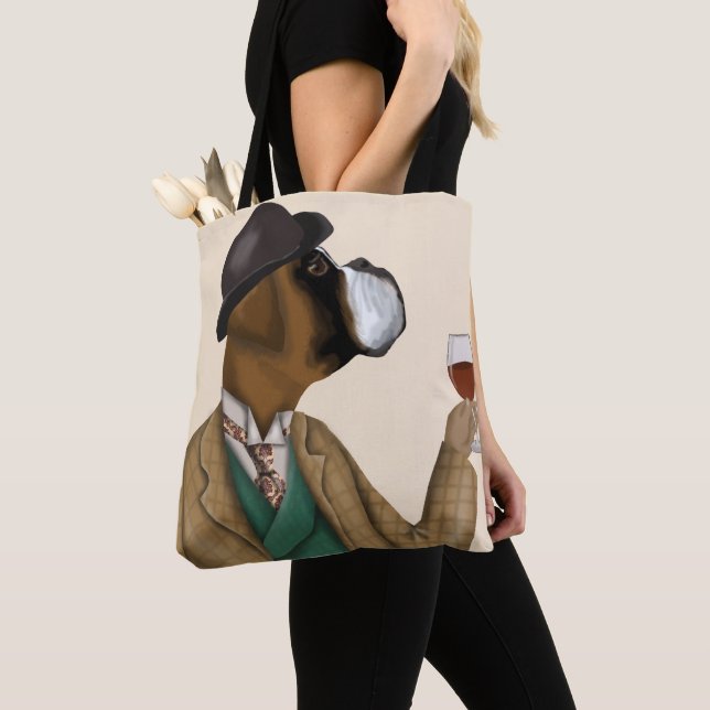 Boxer Wine Snob Tote Bag (Close Up)