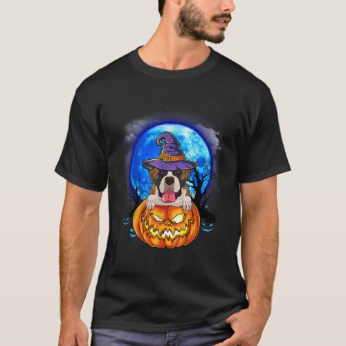 Boxer Witch Hat Pumpkin Scary Halloween Dog Lovers T_Shirt