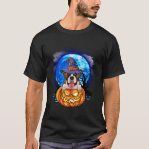 Boxer Witch Moon Pumpkin Scary Halloween Dog Lover T-Shirt
