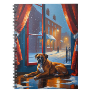 Boxer with Christmas Lights Holiday Notebook