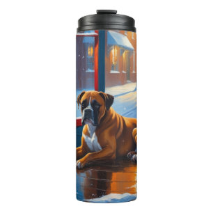 Boxer with Christmas Lights Holiday Thermal Tumbler