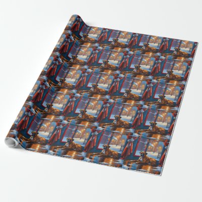 Boxer with Christmas Lights Holiday Wrapping Paper