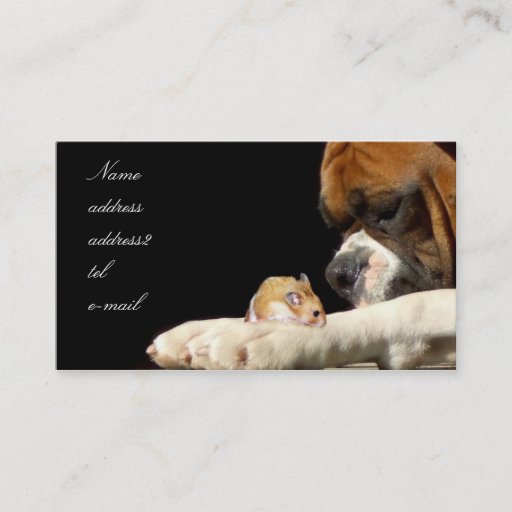 Customizable Boxer with hamster business card