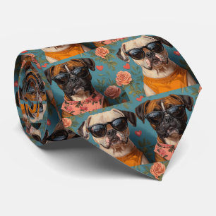 Boxer With Heart Roses Valentine's Day Neck Tie