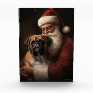 Boxer With Santa Claus Festive Christmas Acrylic Award