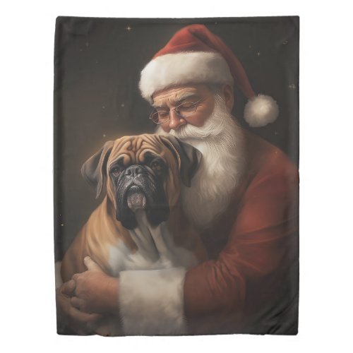 Boxer With Santa Claus Festive Christmas Duvet Cover