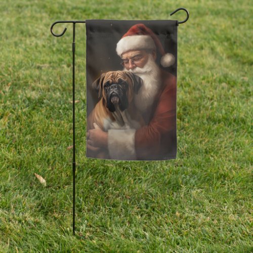 Boxer With Santa Claus Festive Christmas Garden Flag