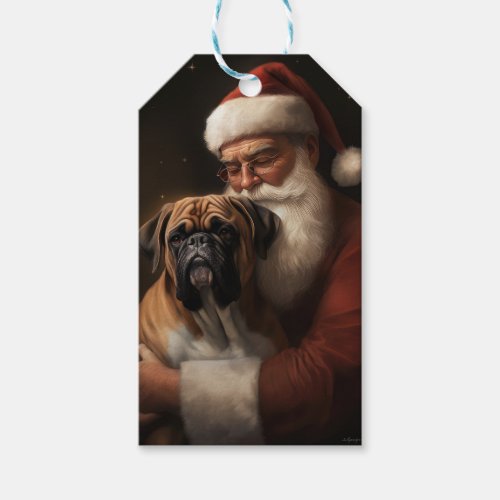 Boxer With Santa Claus Festive Christmas Gift Tags