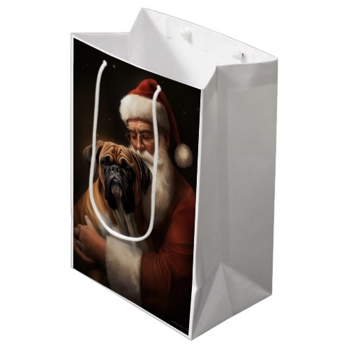 Boxer With Santa Claus Festive Christmas Medium Gift Bag