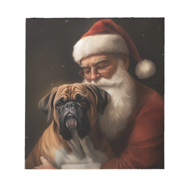 Boxer With Santa Claus Festive Christmas Notepad (Front)