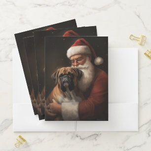 Boxer With Santa Claus Festive Christmas Pocket Folder