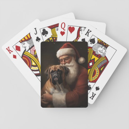 Boxer With Santa Claus Festive Christmas Poker Cards