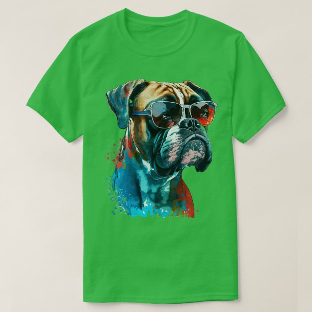 Boxer with Sunglasses 1 T-Shirt (Design Front)