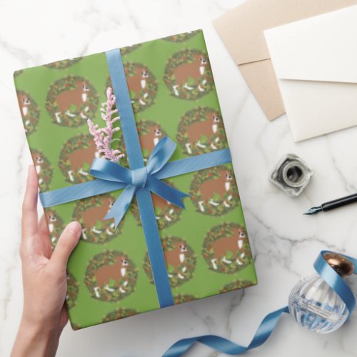 Boxer Wreath Wrapping Paper