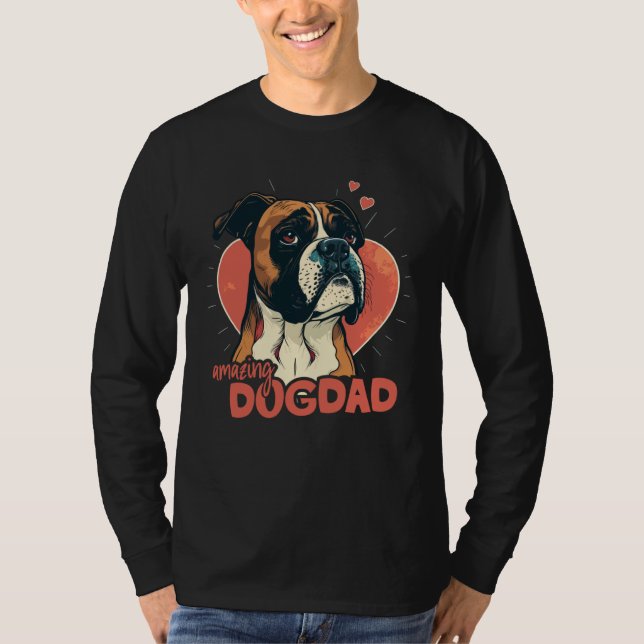 Boxerdog With Heartdecoration Amazing Dogdad  1 T-Shirt (Front)