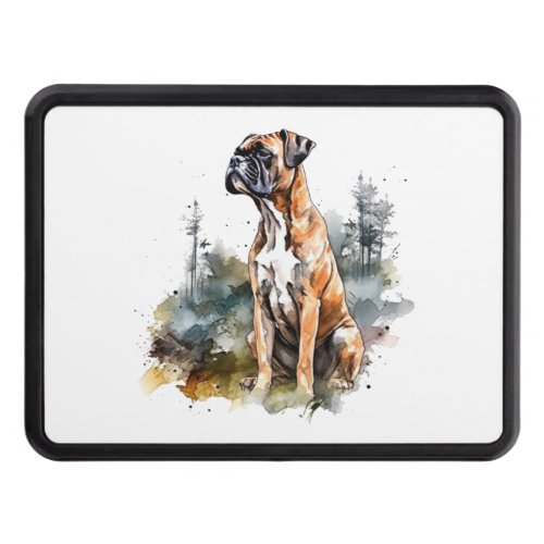 BoxerLoveArt Vibrant Watercolor Painting of Loyal  Hitch Cover