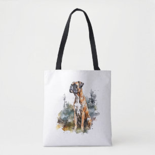 BoxerLoveArt Vibrant Watercolor Painting of Loyal  Tote Bag