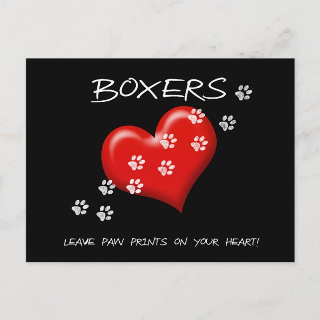 Boxers leave paw prints on ur heart Post card (Front)