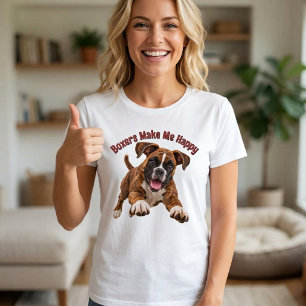 Boxers Make Me Happy 3D Boxer Dog T-Shirt
