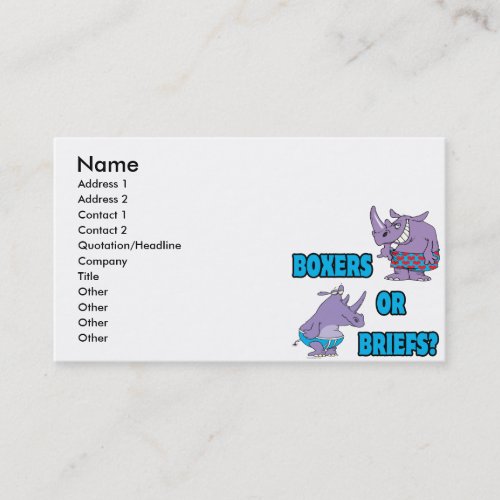 boxers or briefs funny undies rhinos business card templates