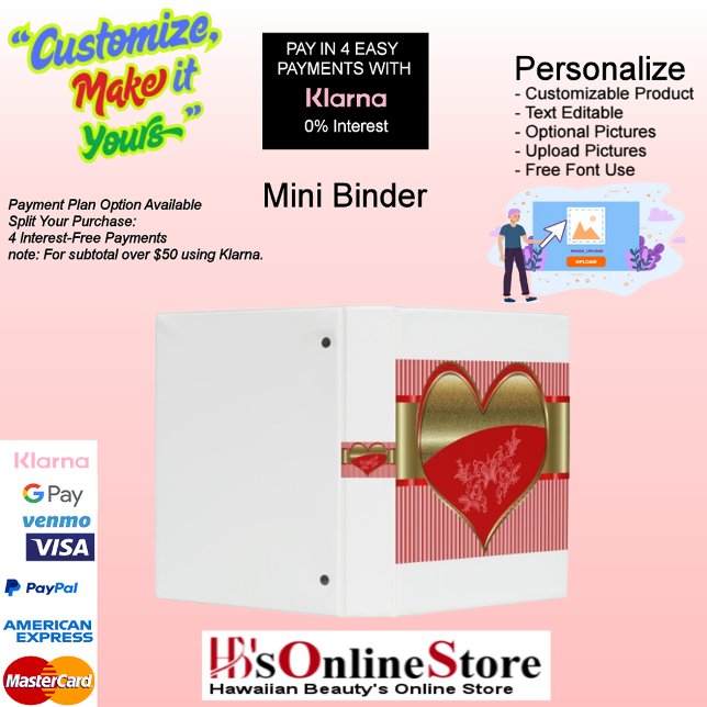 Boxes of Hearts Mini Binder (Boxes of Hearts Organization Documents Stationary Mini Binder.)