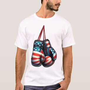 Boxing 4th of July American USA Flag Gloves Boxer T-Shirt