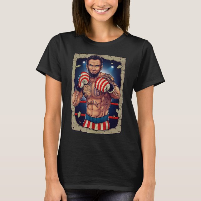 Boxing Abe Lincoln 4th of July Shirt Abe Lincoln J (Front)