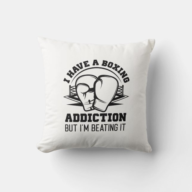 Boxing Addiction Throw Pillow (Front)