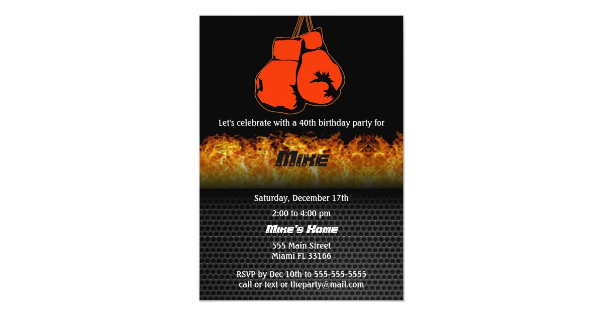 Boxing Adult Birthday Party Invitation | Zazzle.com