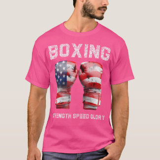 Boxing American Flag Strength Speed Glory Usa Boxe T-Shirt