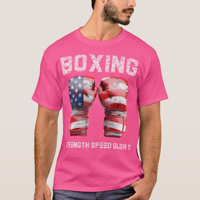 Boxing American Flag Strength Speed Glory Usa Boxe T-Shirt (Front)