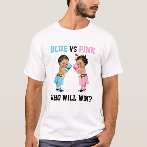 Boxing Babies Boy Girl Gender Reveal Blue or Pink T_Shirt