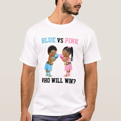 Boxing Babies Boy Girl Gender Reveal Blue or Pink T_Shirt