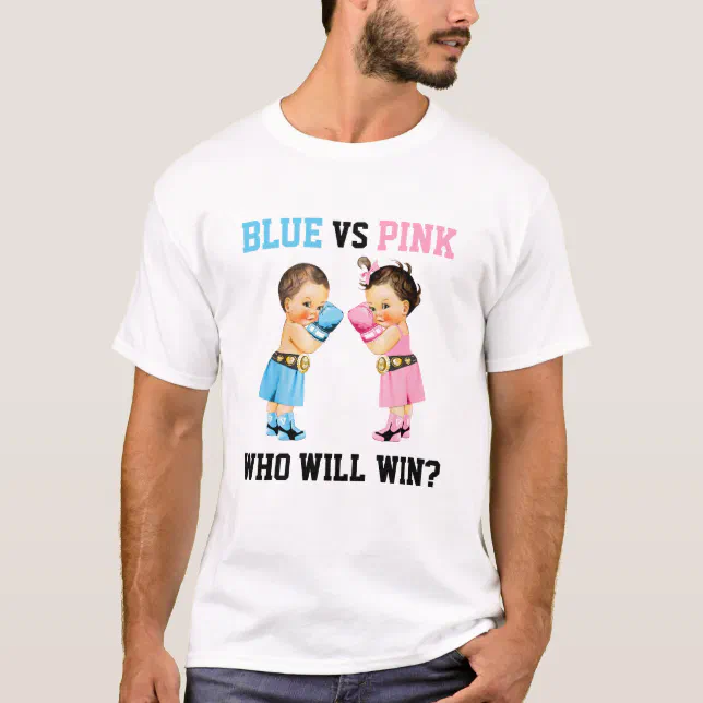 Boxing Babies Boy Girl Gender Reveal Blue or Pink TShirt Zazzle