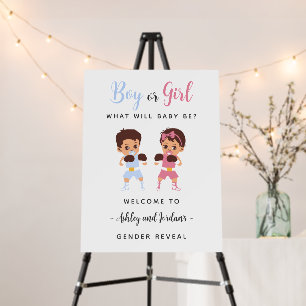 Boxing Babies Gender Reveal Welcome Sign